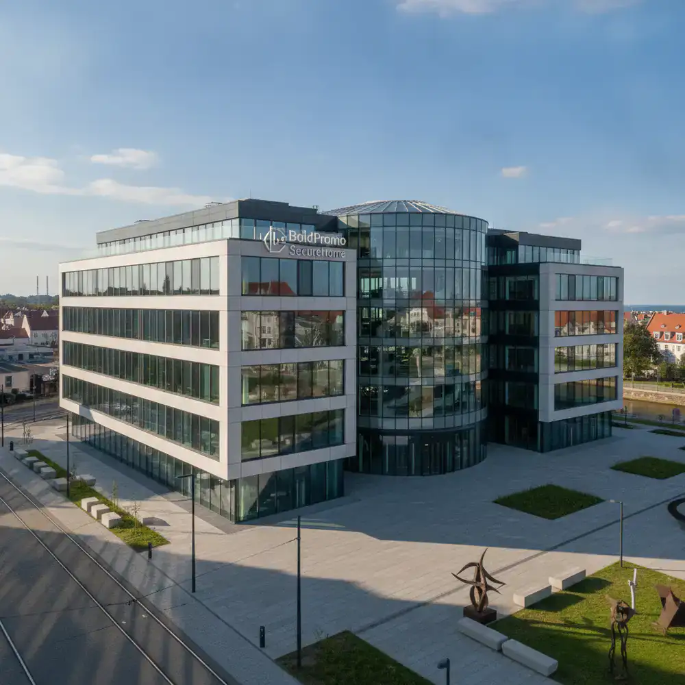 Nowoczesny budynek biurowy w Gdańsku, gdzie znajduje się BoldPromo SecureHome